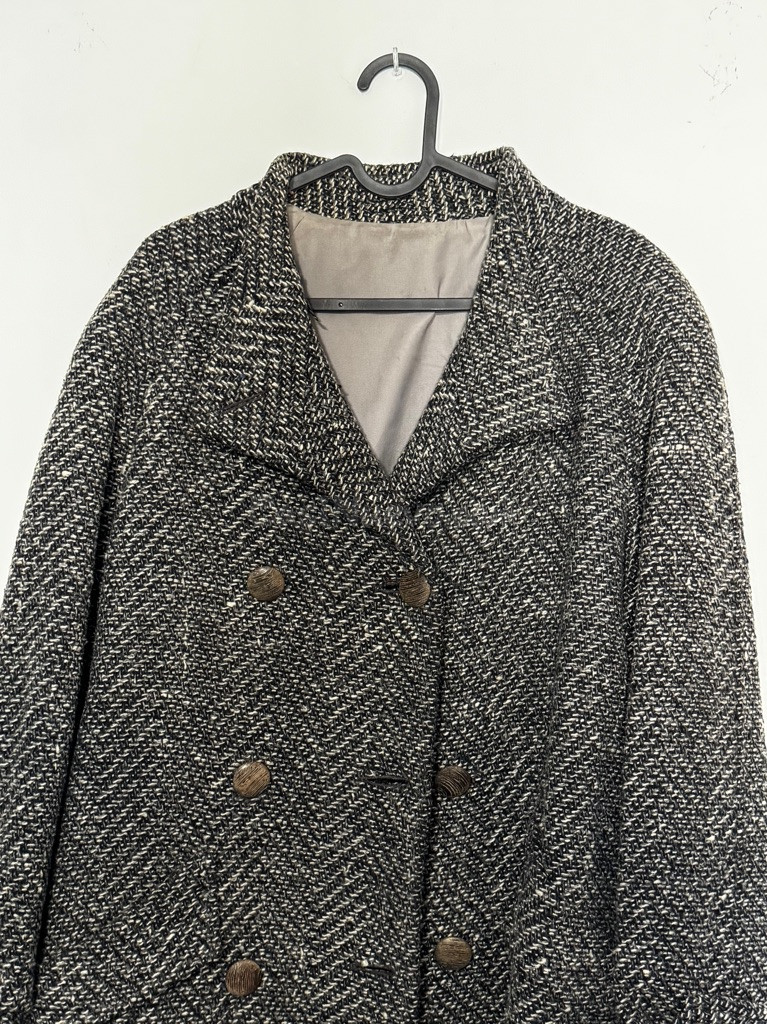 Abrigo Tweed Elegante Doble Botonadura
