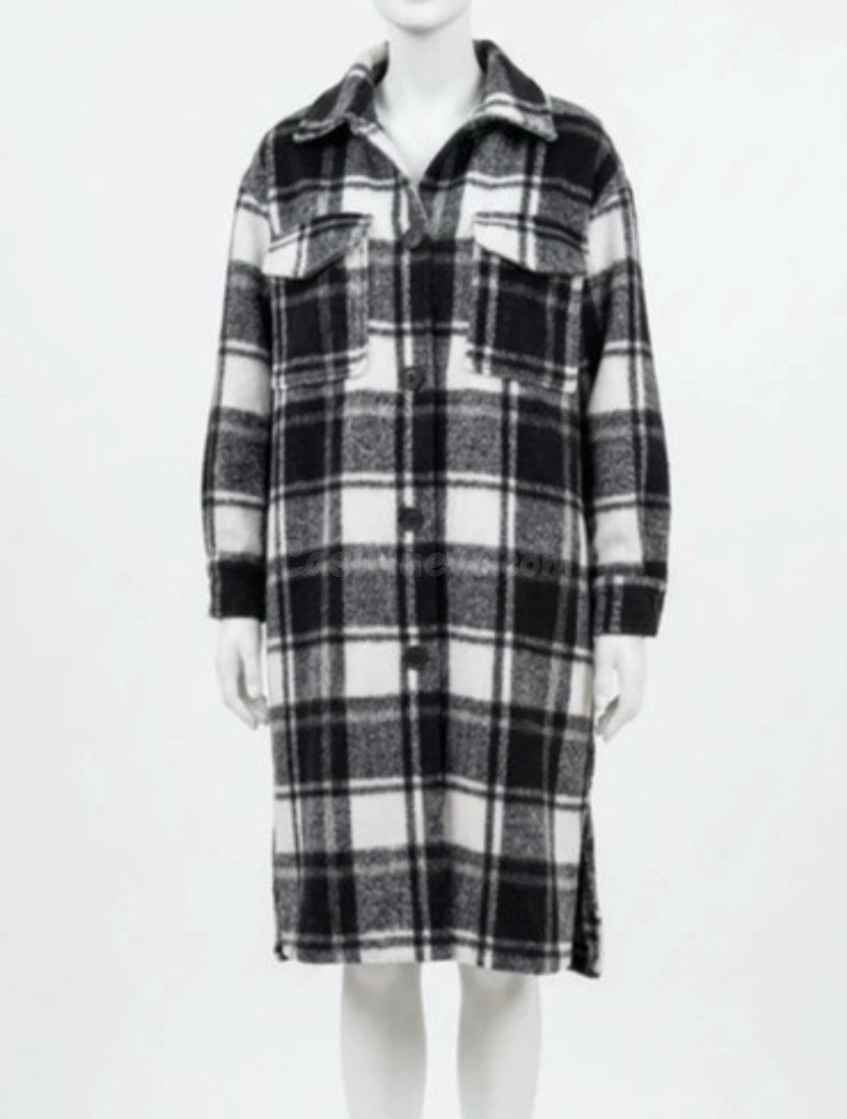 Abrigo  Cuadros Blanco Negro Oversize - foto 2