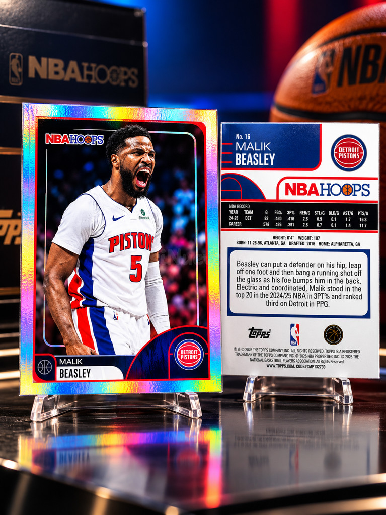 Cromo NBA Hoops Malik Beasley Detroit Pistons - foto 3