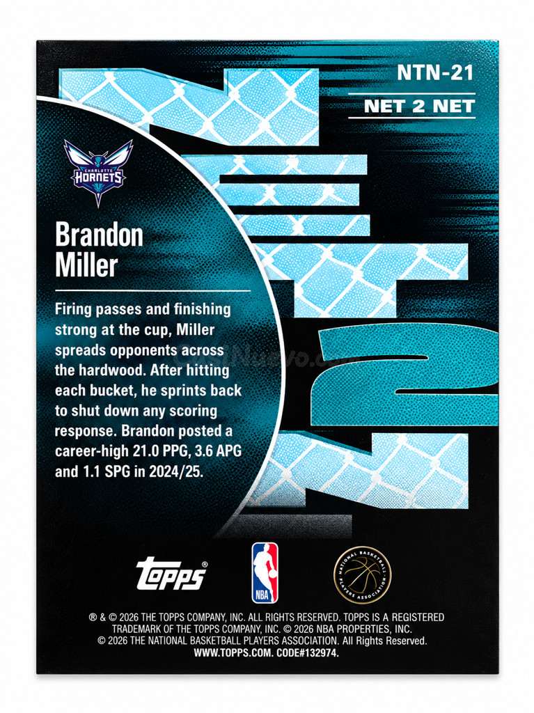 Tarjeta NBA Hoops Brandon Miller Topps NET 2 NET - foto 2