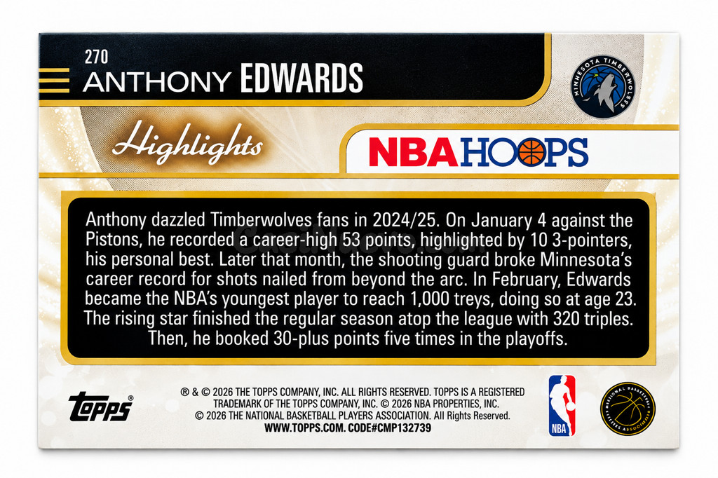 Tarjetas Anthony Edwards Topps NBA Hoops - Colección 2023 - foto 2