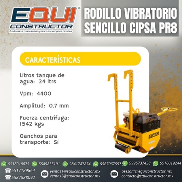 Rodillo Vibratorio Sencillo Marca CIPSA PR8-coahulia 