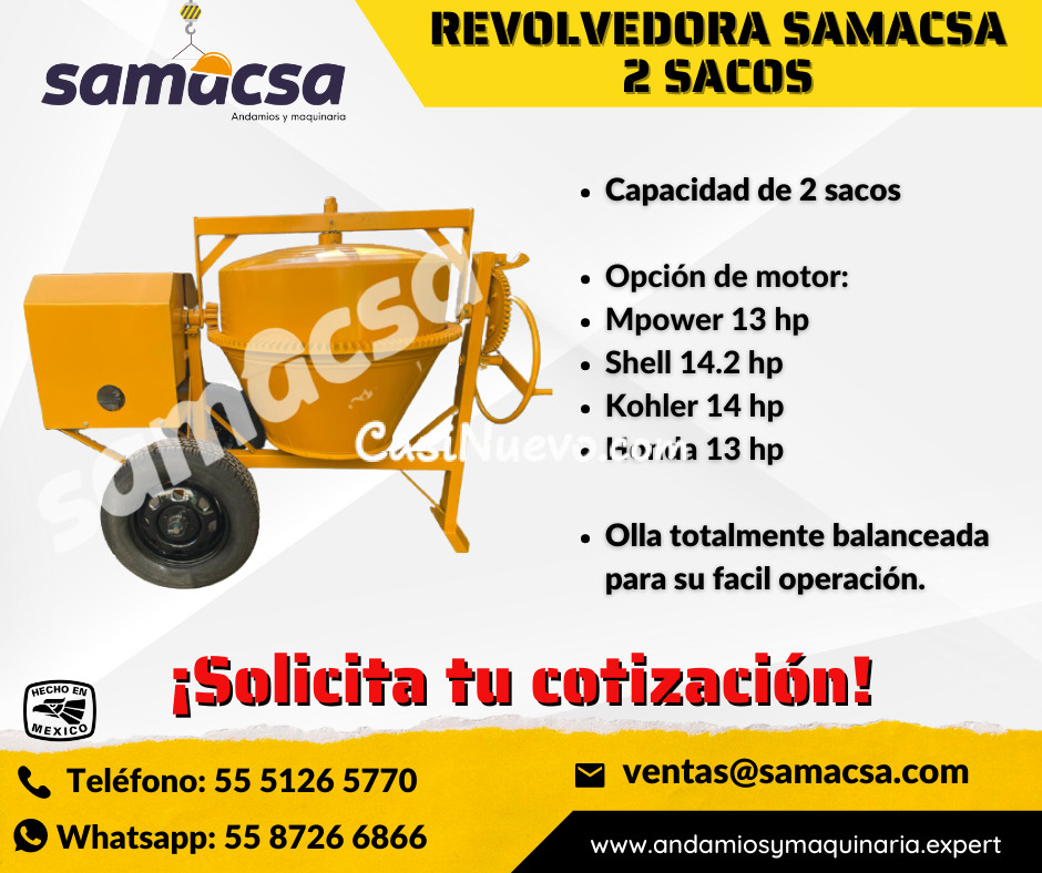 Revolvedora 2 Sacos Samacsa Alta Durabilidad