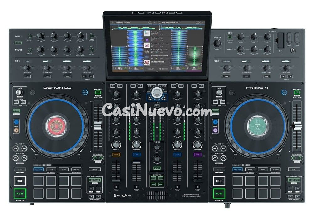 Sistema de DJ independiente Denon DJ Prime 4 con pantalla multitáctil de 10 pulgadas