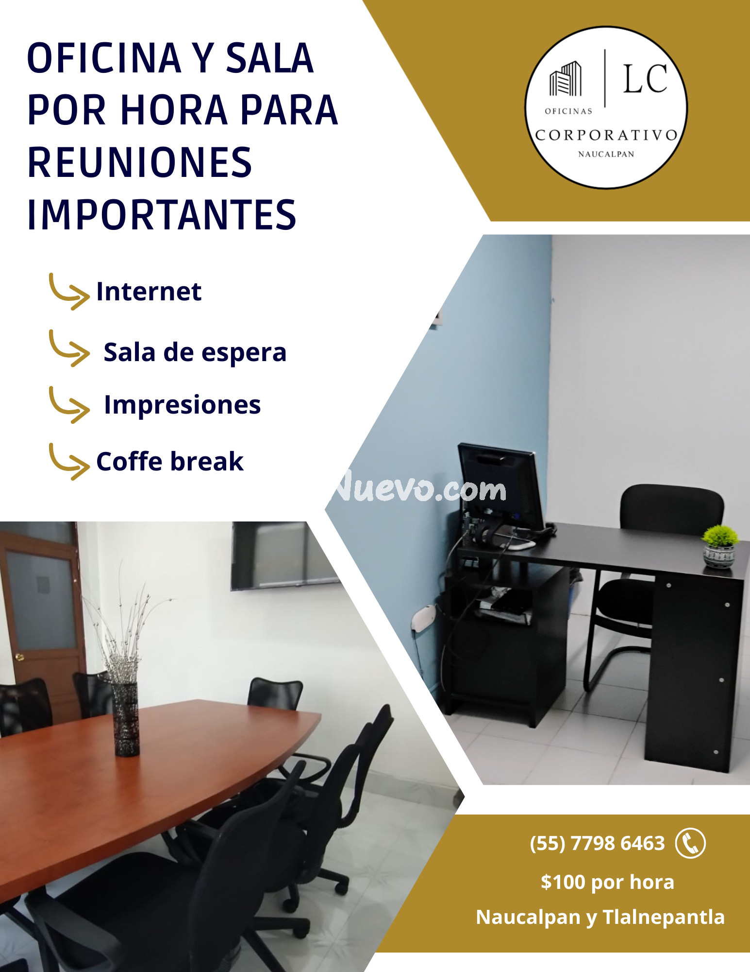 Alquiler de oficina y sala por hora