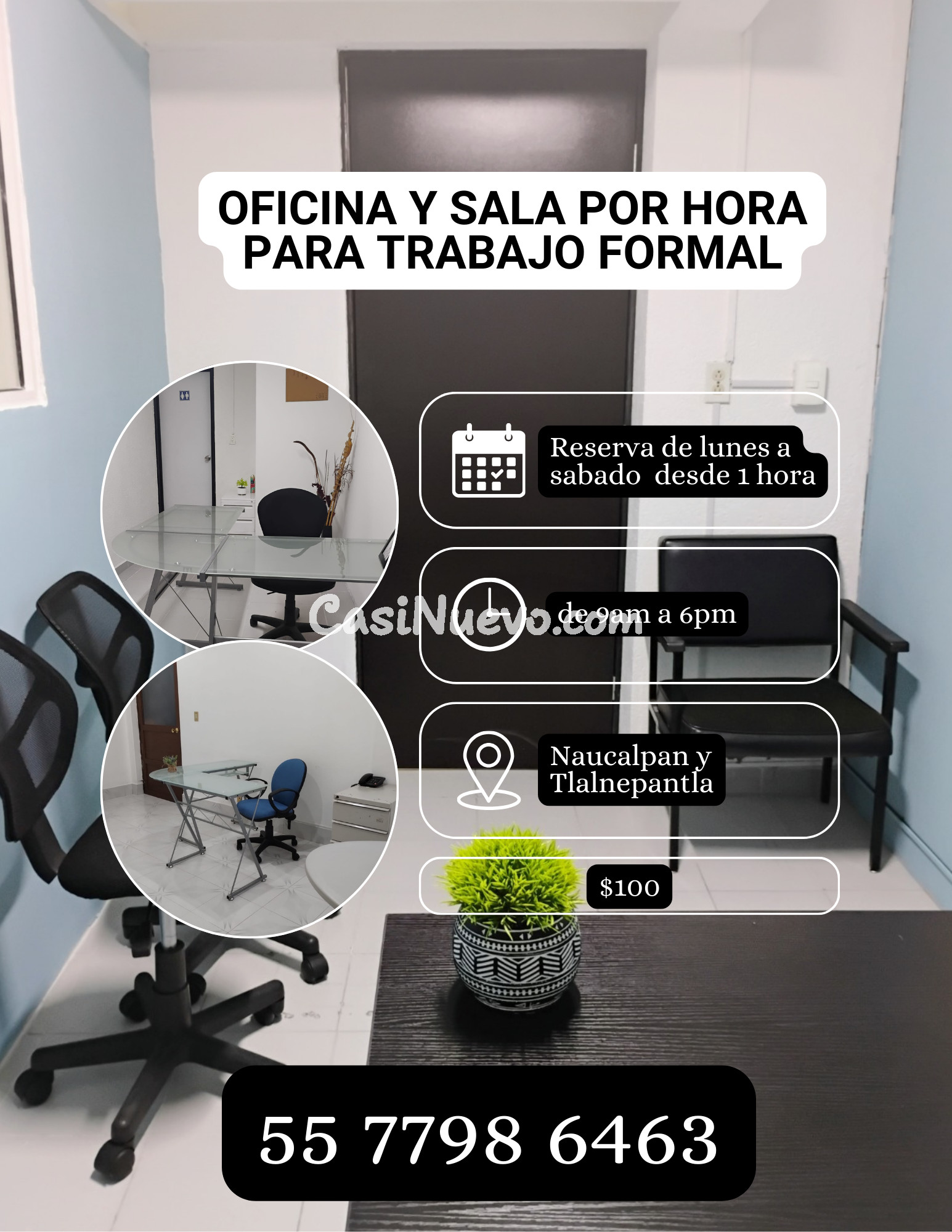 Alquiler de oficina y sala por hora