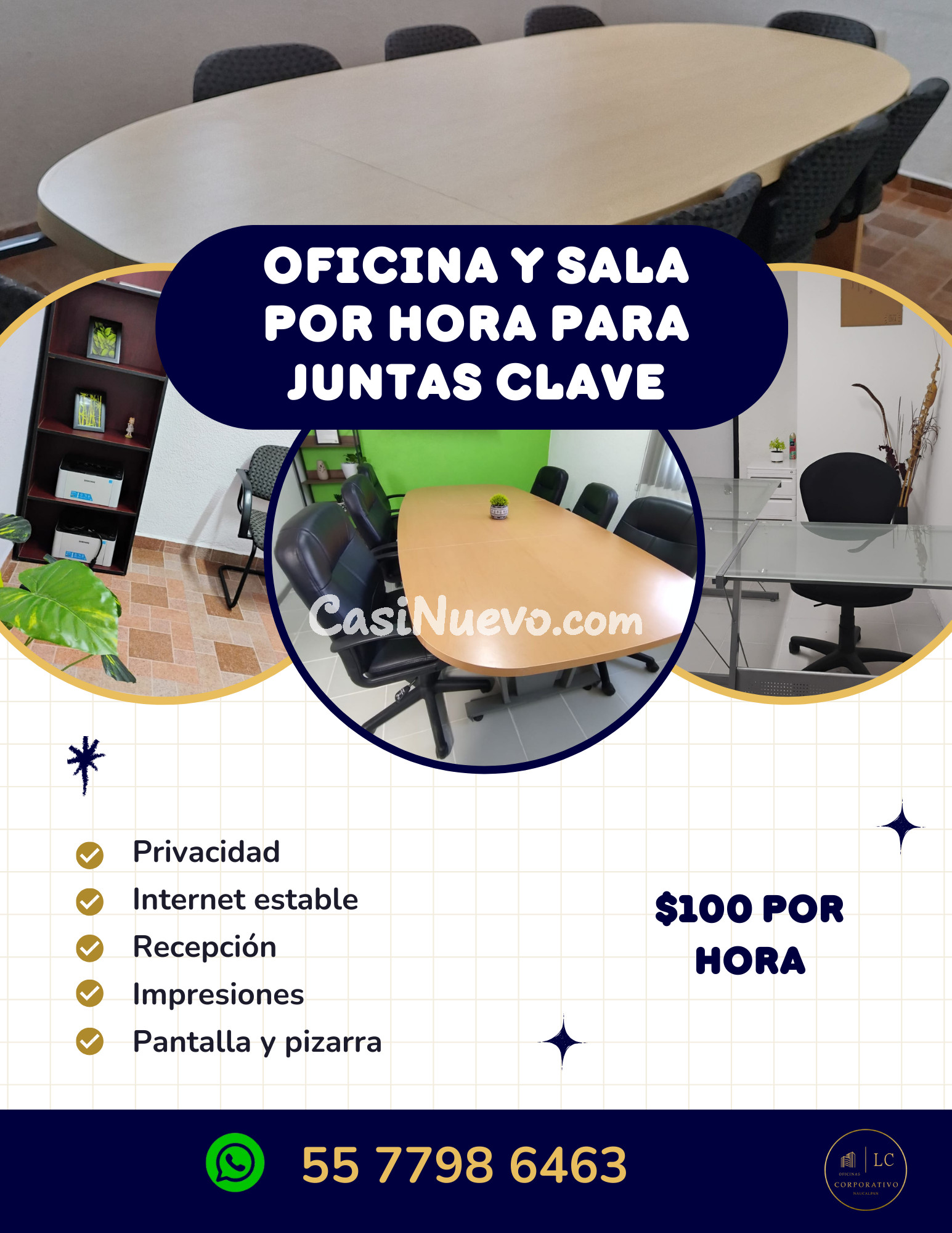 Alquiler de oficina y sala por hora