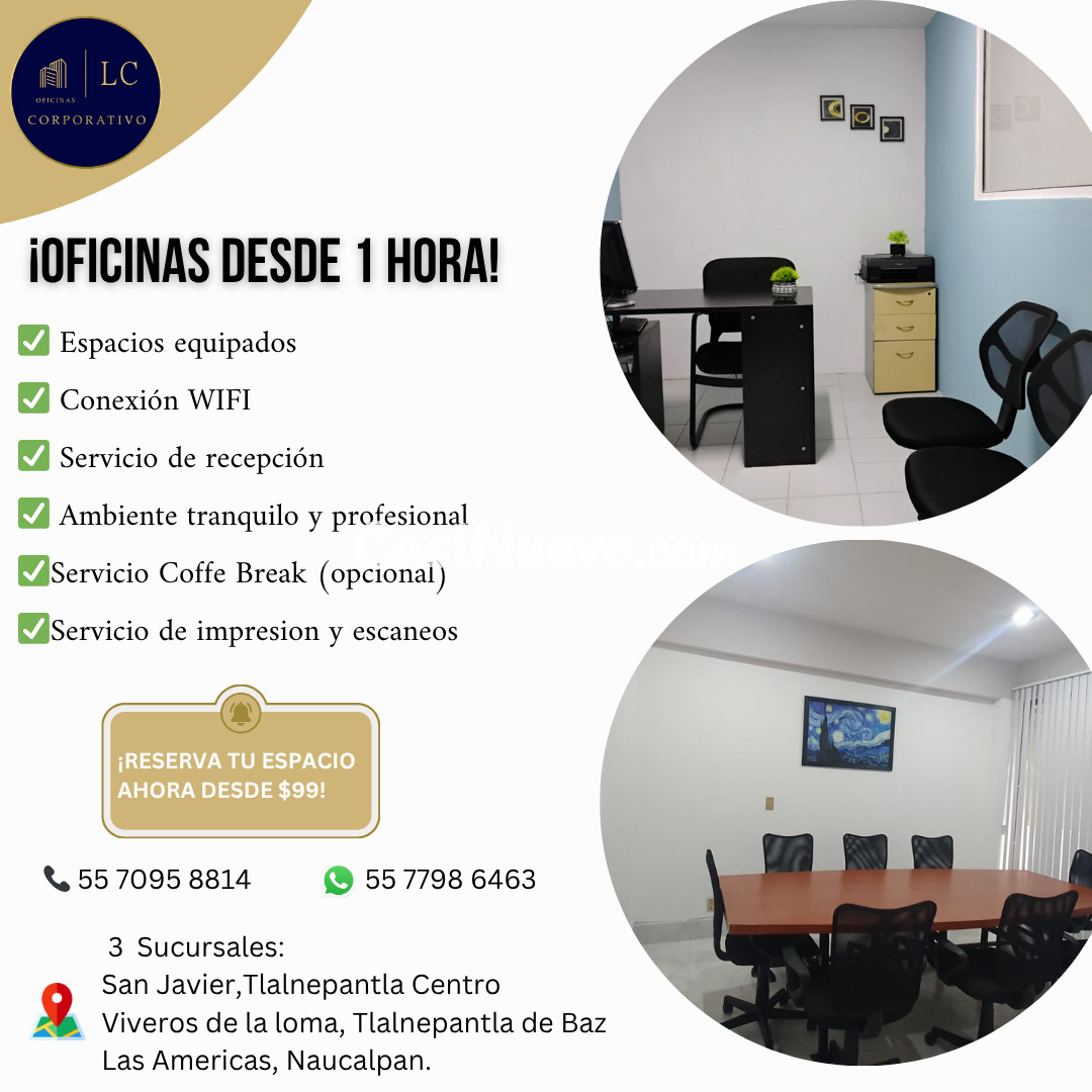 Oficinas equipadas para alquiler
