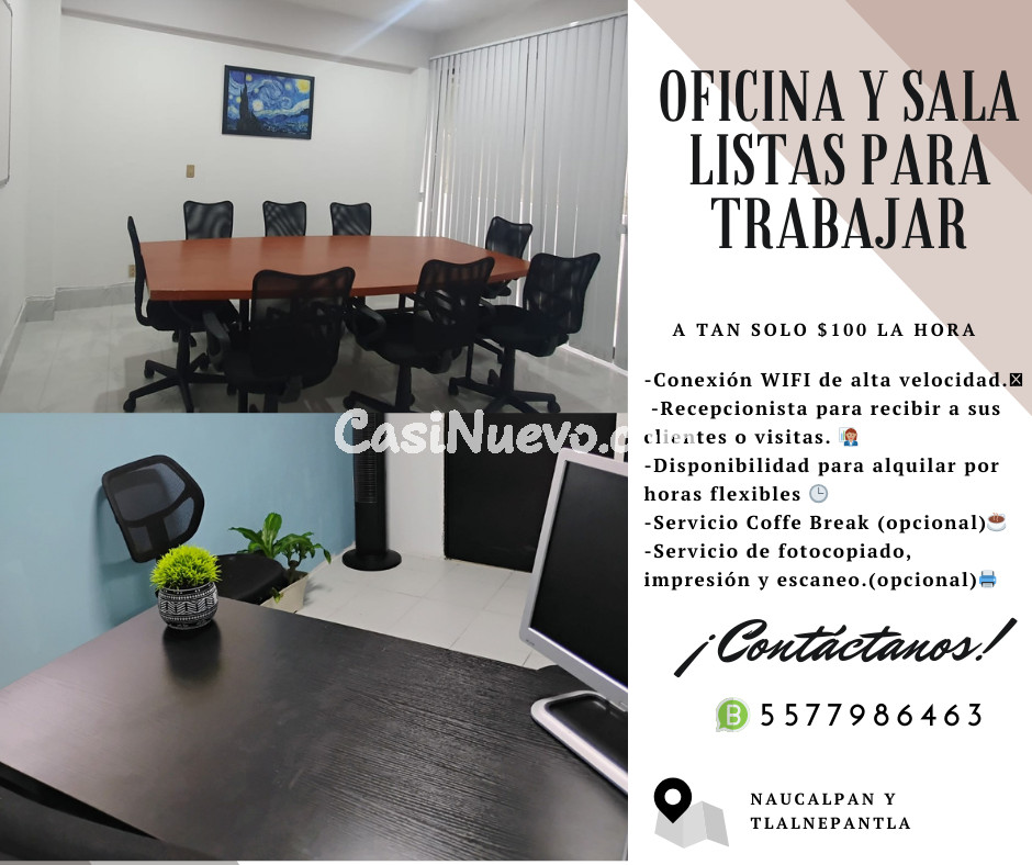 Sala de reuniones y oficina en renta