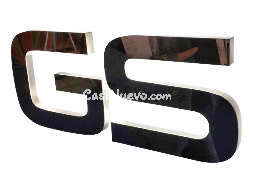 Letras luminosas de acero inoxidable esmerilado