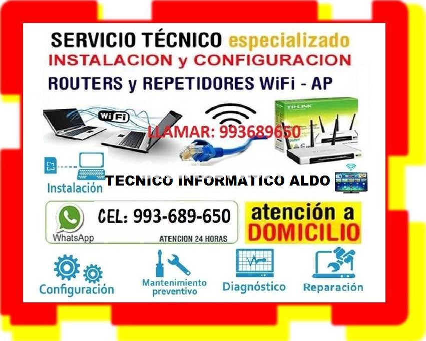 SERVICIO TECNICO ESPECIALIADO A INTERNET REPETIDORES PC LAPTOPS CABLEADOS