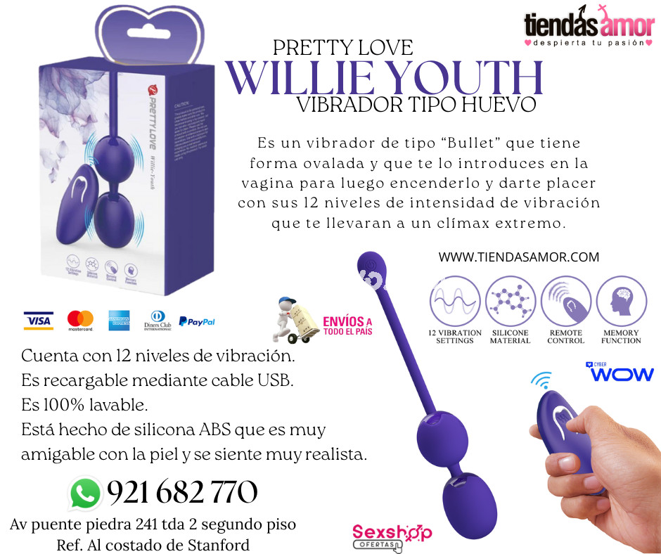 Vibrador tipo huevo Willie YouthVIBRADOR TIPO HUEVO– WILLIE YOUTH/juguetes lubricantes retardantes potencia sexual en Puente Piedra 921682770