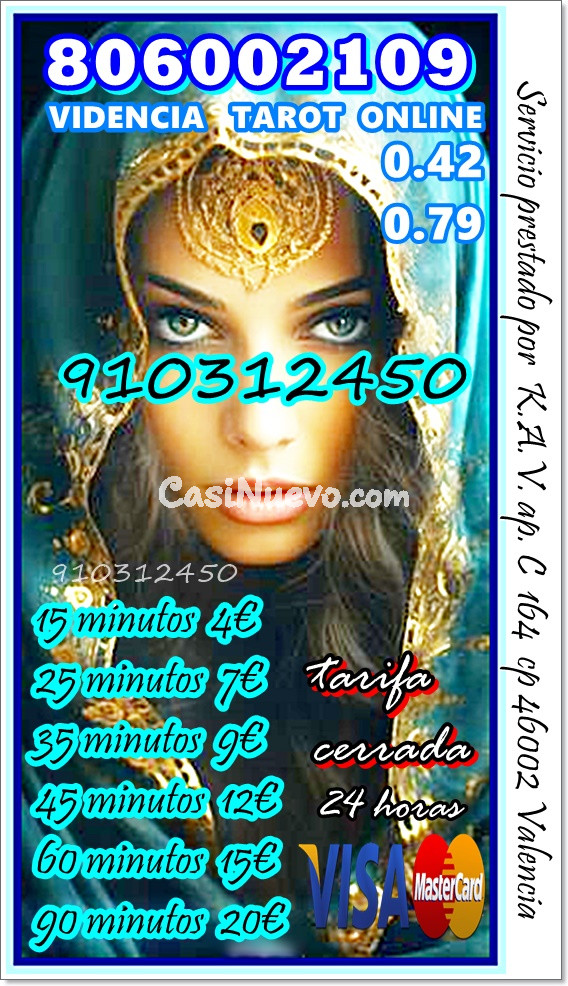 Servicios de Videncia y Tarot Online 90 minutos por 20€.