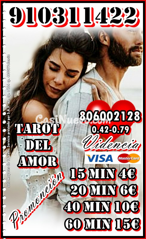 El  Tarot del Amor con más aciertos tarifa cerrada 20 minutos por 6€  Tarotistas