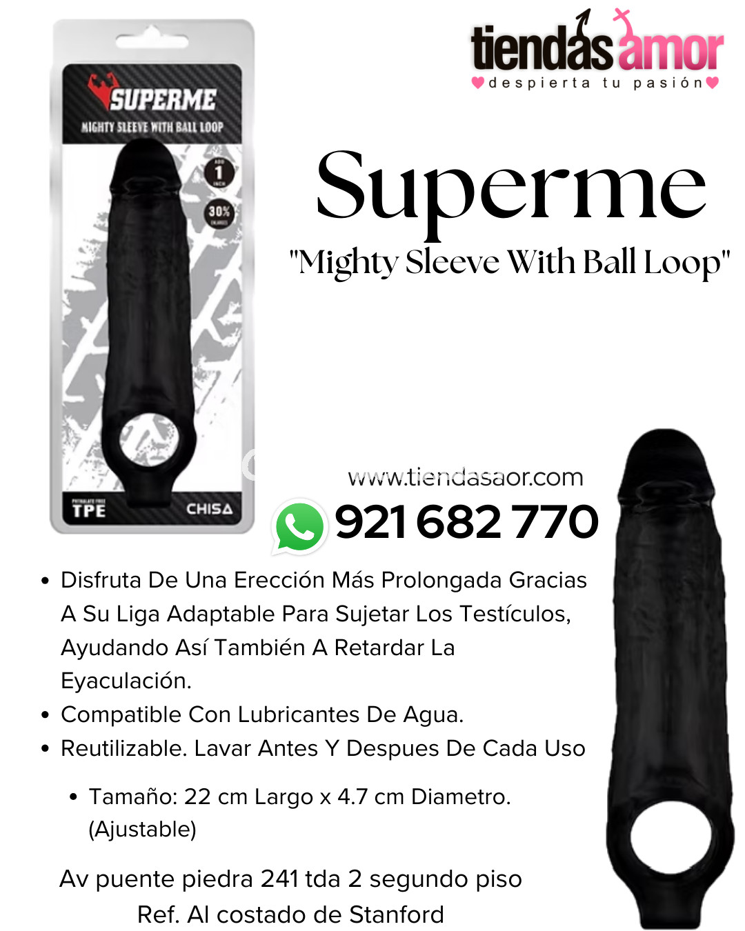Superme Funda para Pene Extensión Sleeve /juguetes lubricantes retardantes potencia sexual en Puente Piedra 921682770