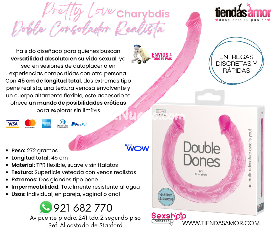 Doble Consolador Realista Charybdis – Pretty Love  /juguetes