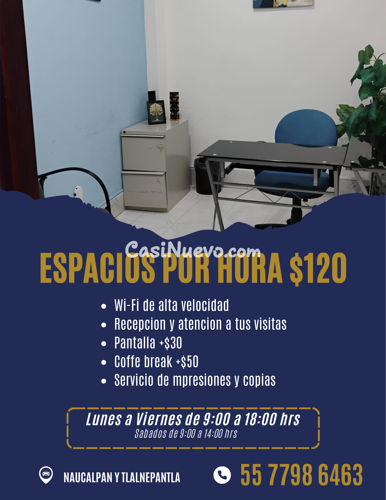 Alquiler de espacios por hora