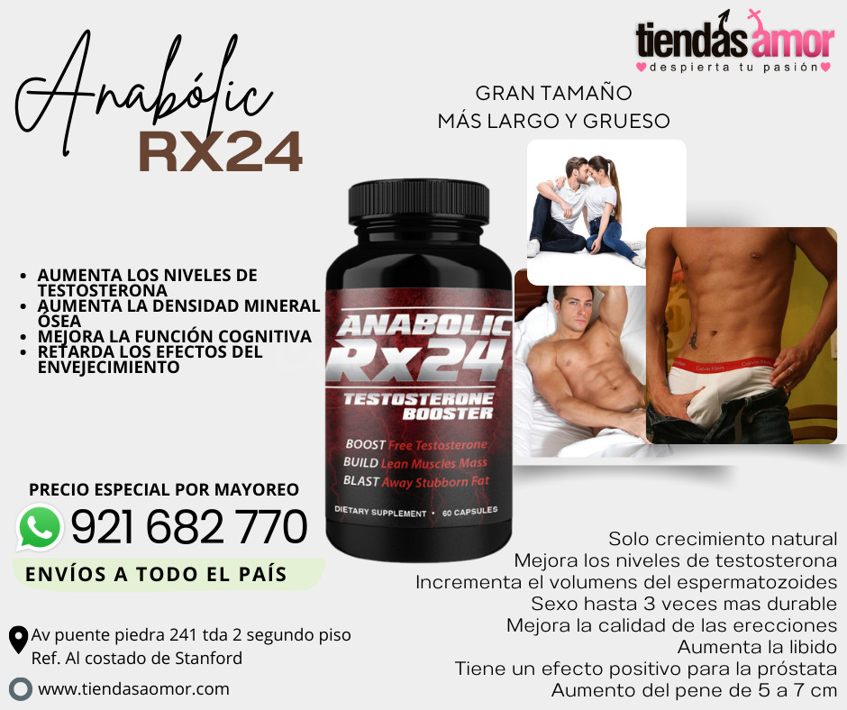 Anabólico Rx24 Aumenta los niveles de testosterona./juguetes lubricantes potencia sexual en Puente Piedra 921682770