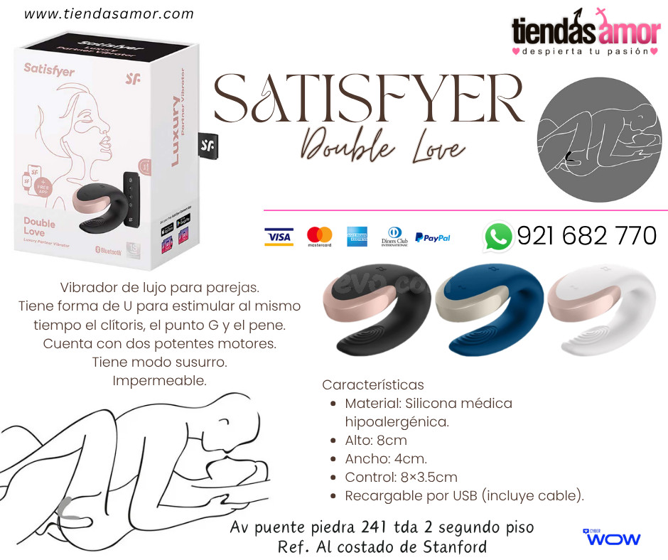 SATISFYER DOUBLE LOVE BLACK Vibrador de lujo para parejas./juguetes lubricantes potencia sexual en Puente Piedra 921682770