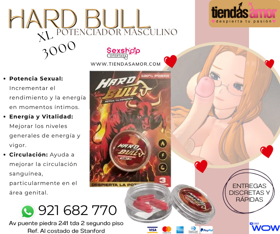 HARD BULL XL 3000 - POTENCIADOR MASCULINO/juguetes lubricantes potencia sexual en Puente Piedra 921682770