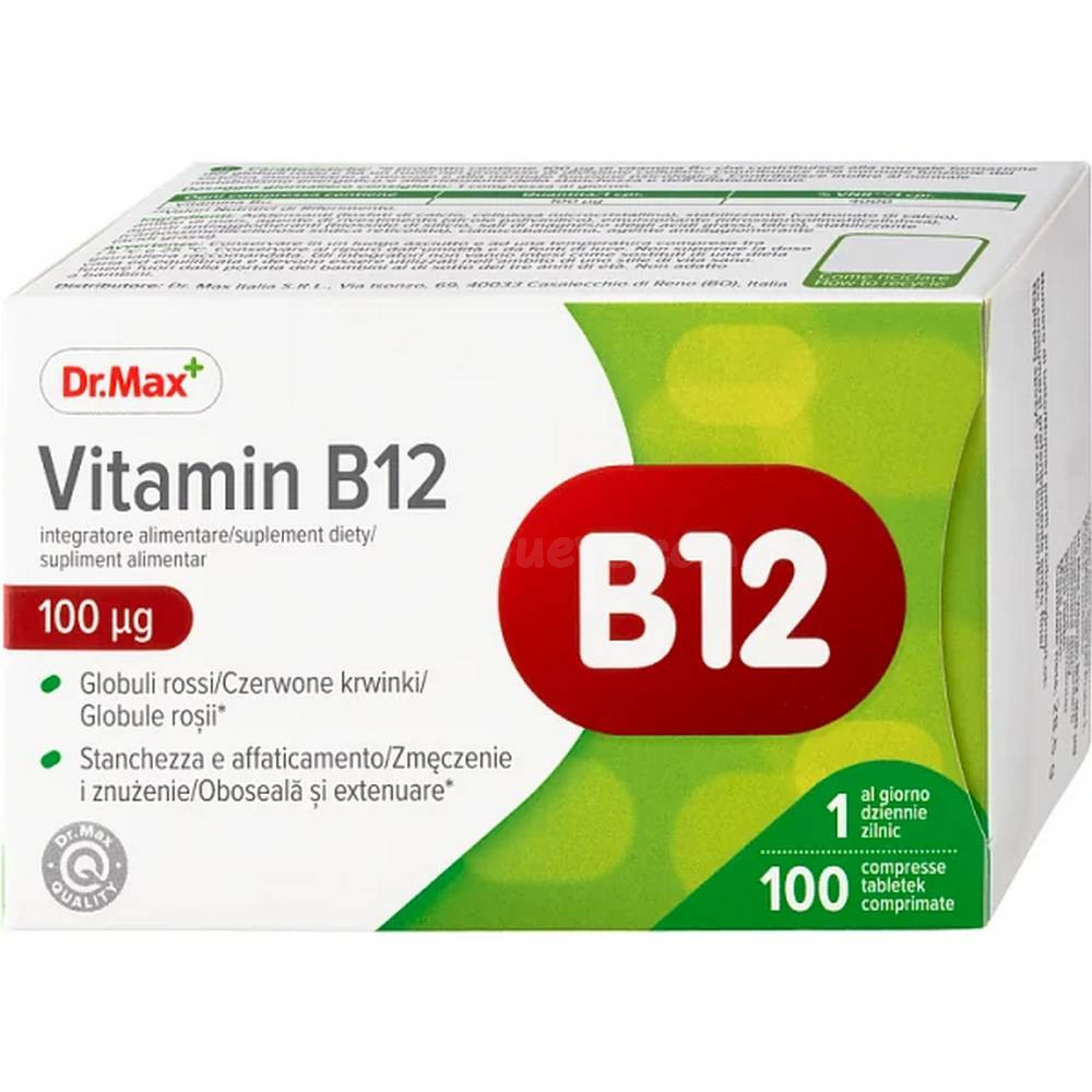 Vitamina B12 Dr. Max – 100 Tabletas | Energía, Sistema Nervi