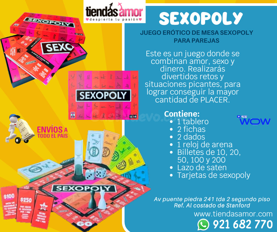 Juego Erótico de Mesa Sexopoly para Parejas /juguetes lubricantes potencia sexual en Puente Piedra 921682770