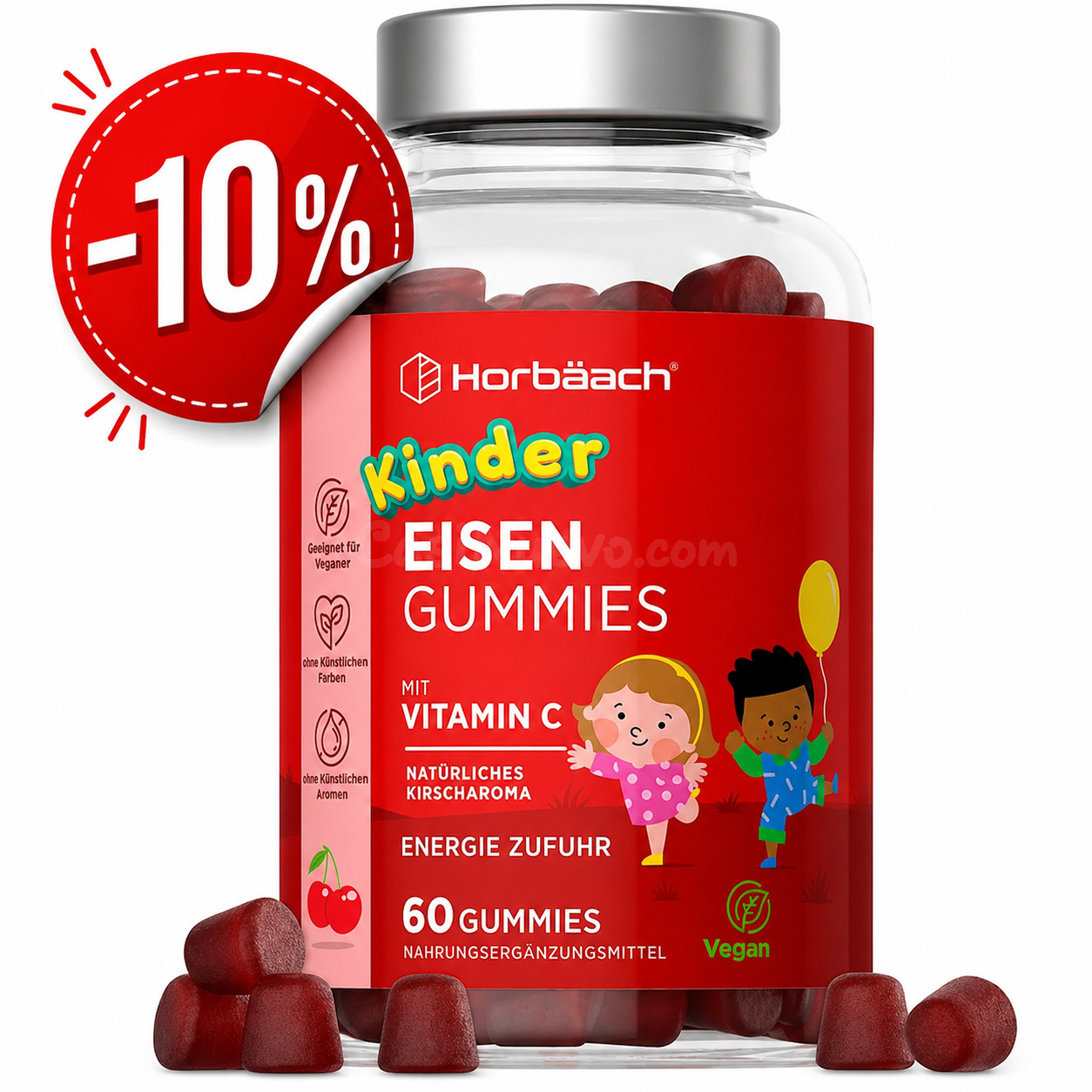 Horbaach Children's Iron Vitamin C Gummies - Suplemento infantil para crecimiento y defensas en BEYSTON