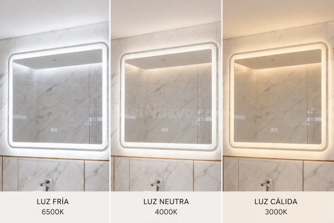 Espejo de baño LED 100x70 antivaho 3 tonos NUEVO - foto 4