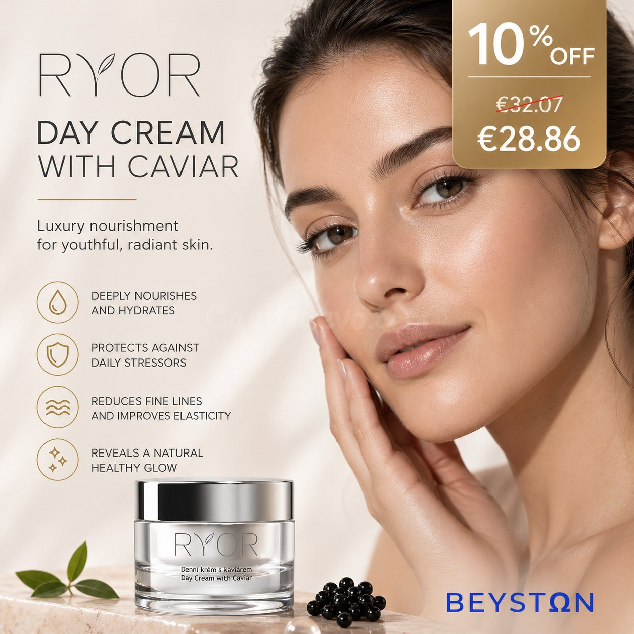 Ryor Crema de Día con Caviar – Cuidado lujoso de la piel