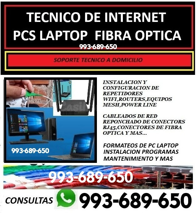 REPARACIONES A INTERNET,RED WIFI,CAMARAS WIFI,FIBRA OPTICA