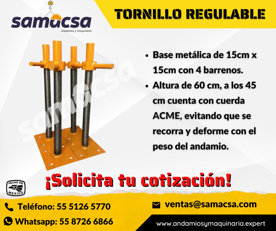 Tornillo Regulable para Andamio Ajuste Perfecto y Alta Durab