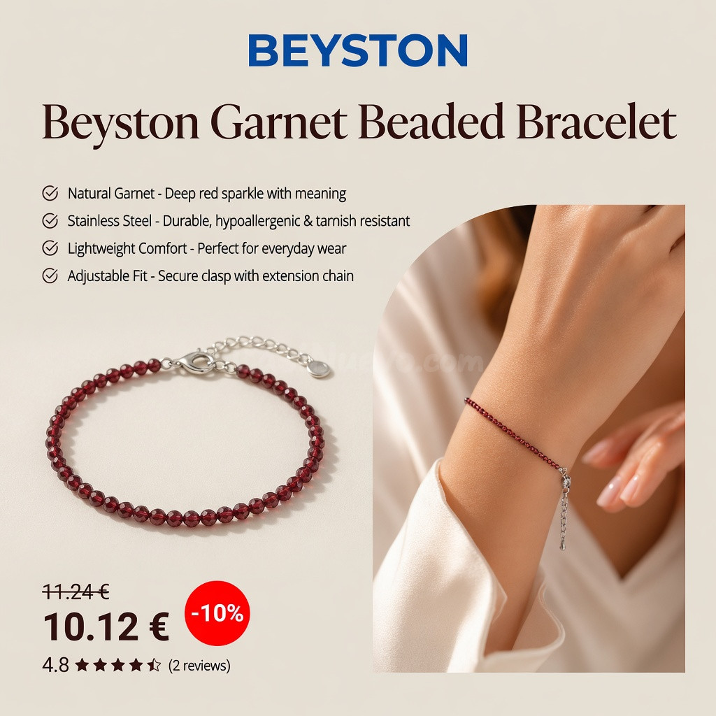 Pulsera Pavona con cuentas y granates rojos naturales, modelo 43055.3.
