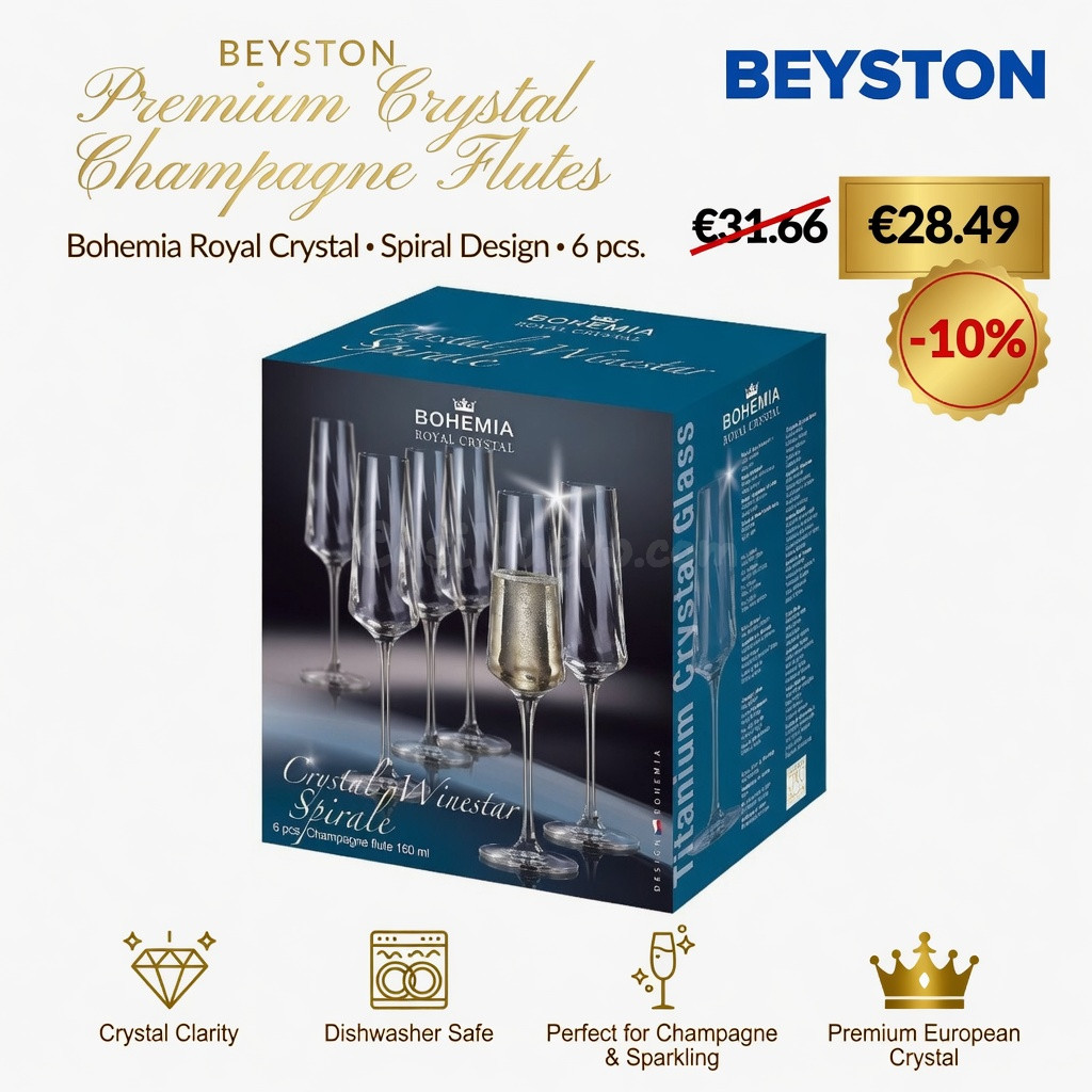 Copas de vino espumoso Bohemia Winestar Spirale, set de 6 unidades de 160 ml