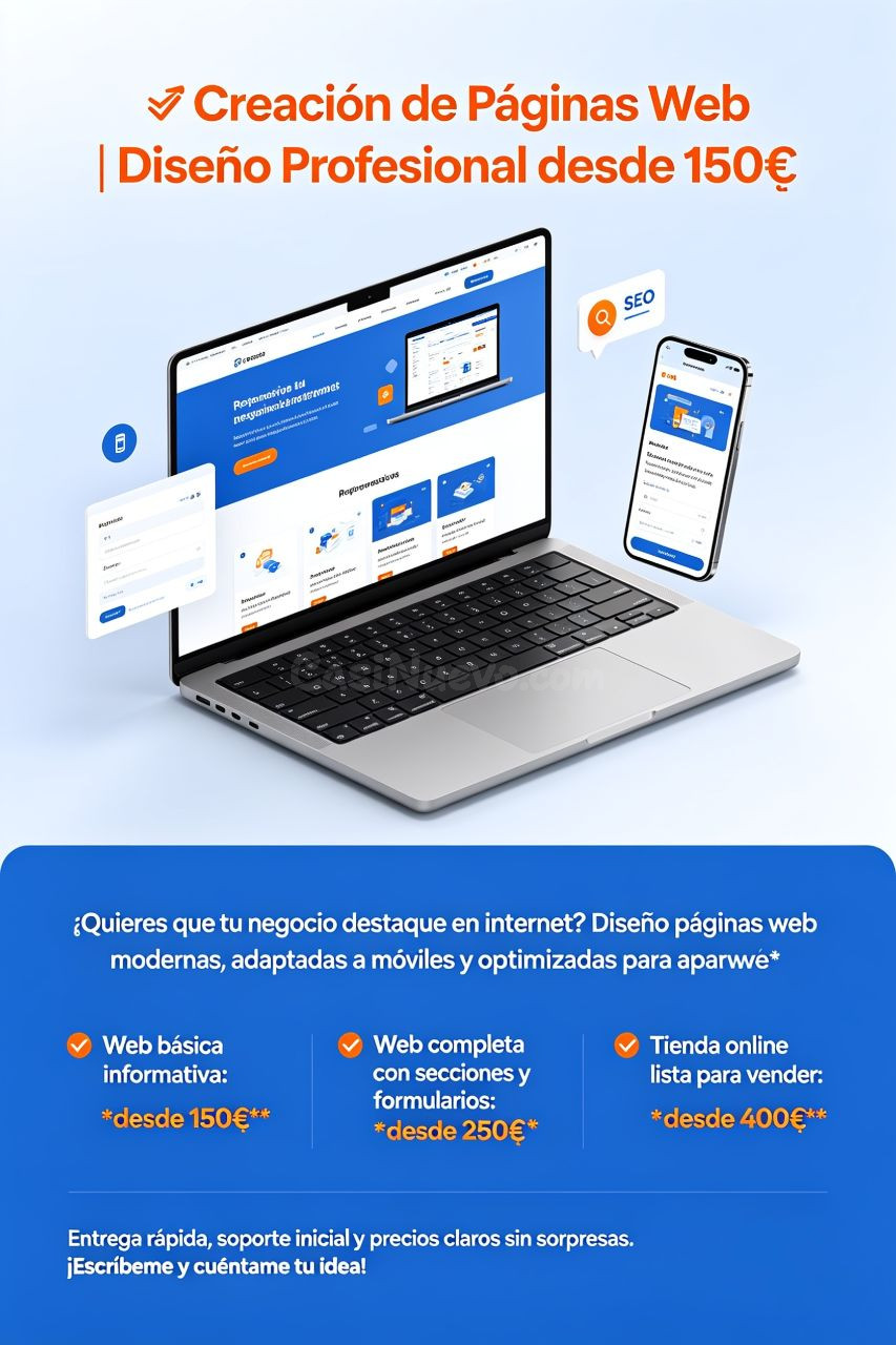 Creación de Páginas Web | Diseño Profesional desde 150€