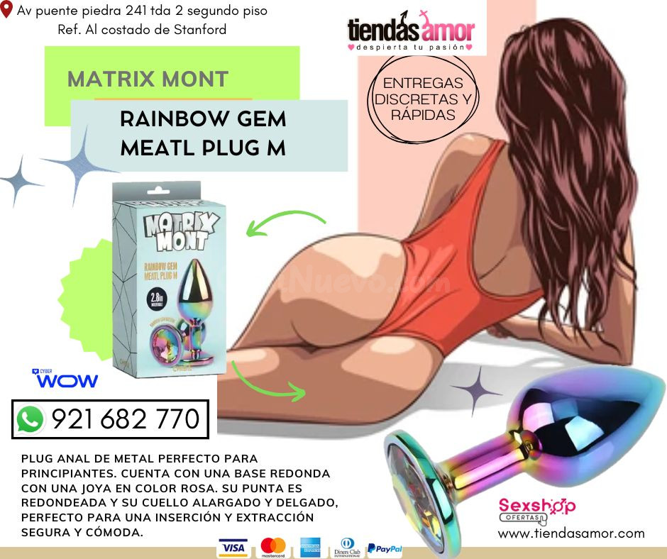MATRIX MONT Rainbow Gem Meatl Plug M/juguetes lubricantes potencia sexual en Puente Piedra 921682770