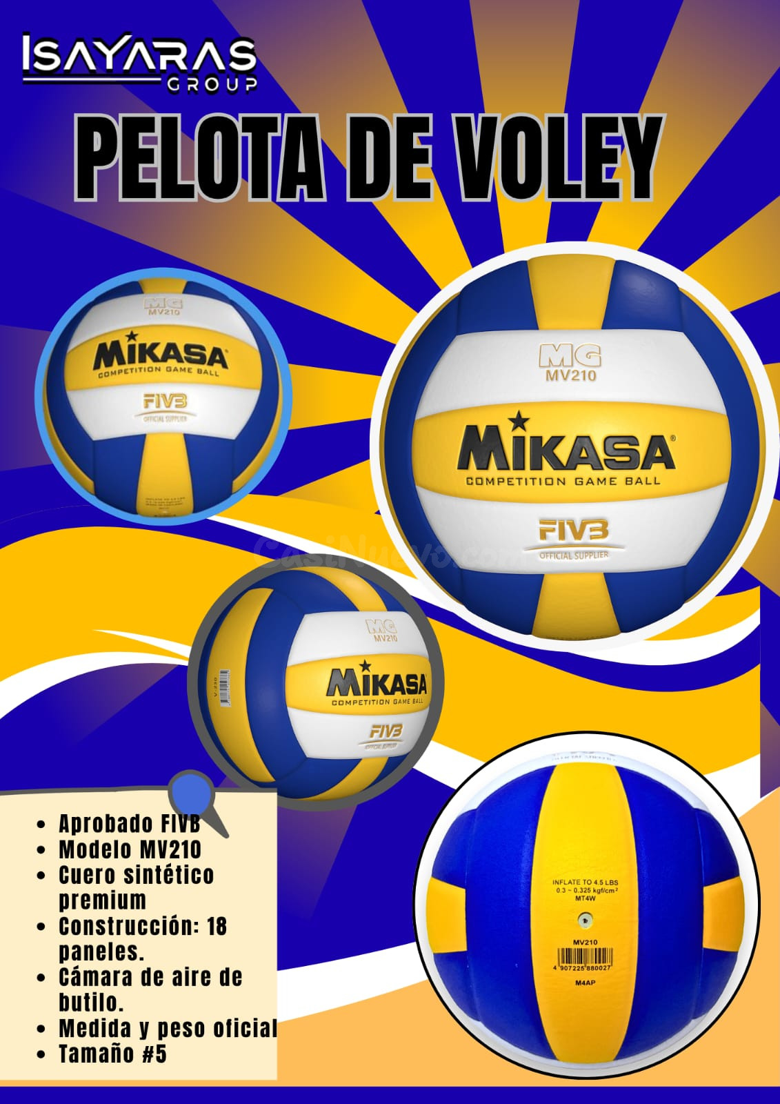 Pelota de voley Mikasa MV210