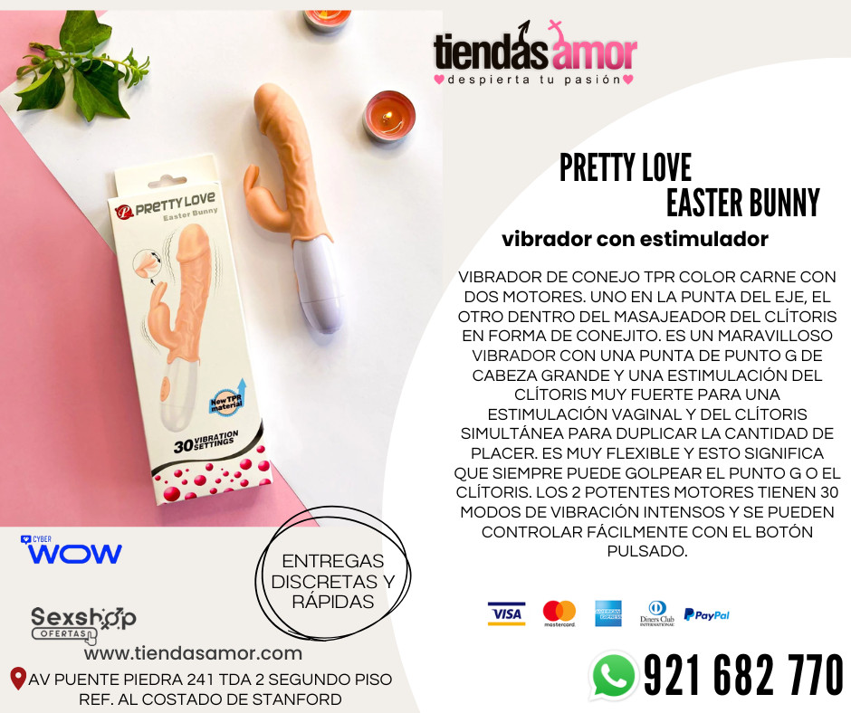 Vibrador Pretty Love Easter Bunny/juguetes lubricantes potencia sexual en Puente Piedra consultas y pedidos:921682770