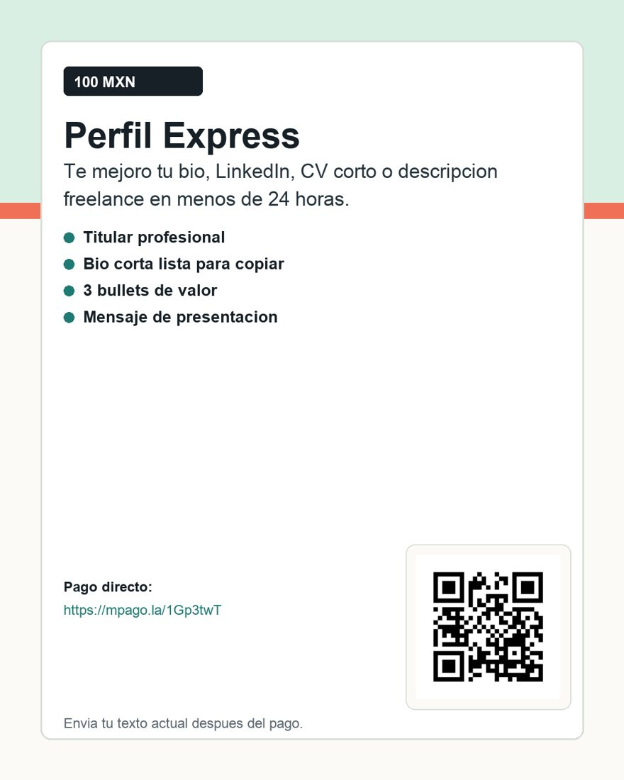 Bio profesional y LinkedIn por 100 MXN