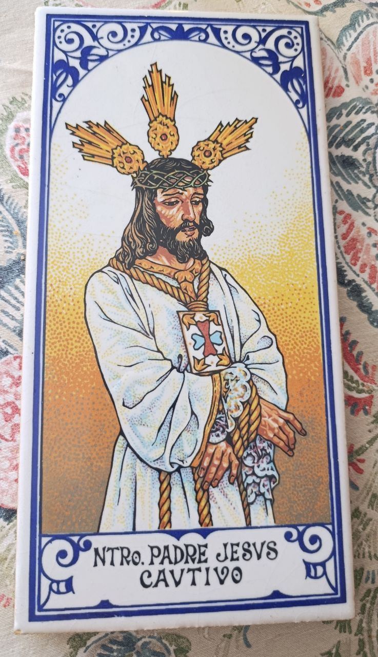 Precioso azulejo decorativo con la imagen de Nuestro Padre Jesús Cautivo.