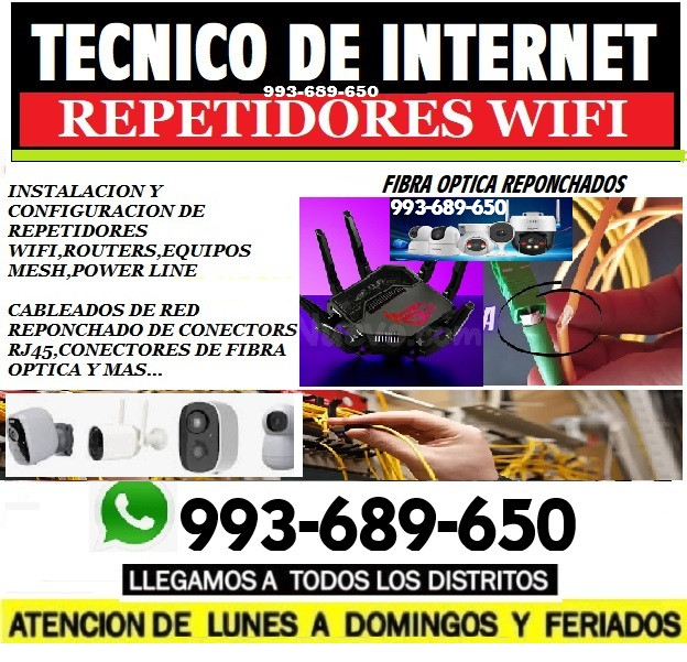 Servicios a Internet ,Repetidores WiFi,Camaras wifi