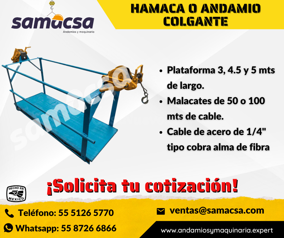 Hamaca Colgante para Edificios y Fachadas | Venta en Todo México
