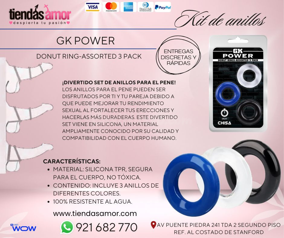 Anillo Para Pene Gk Power Donut Ring Pack De 3/juguetes lubricantes potencia sexual en Puente Piedra contactar- Whatsapp: 921682770