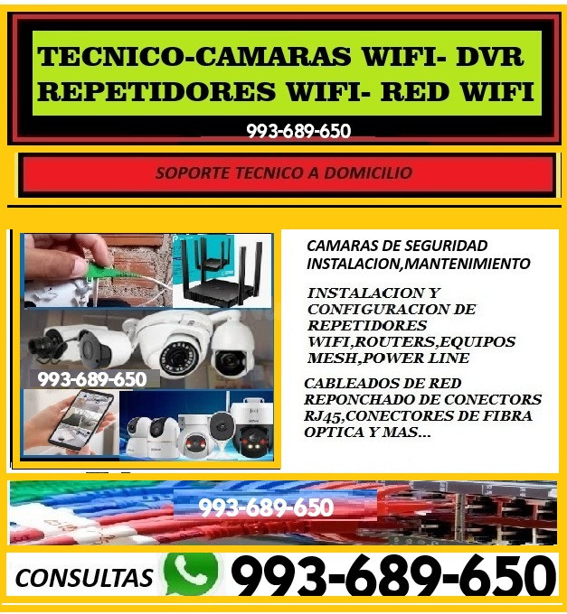 TECNICO CAMARAS SEGURIDAD REPARACIONES INTERNET CABLEADOS PC