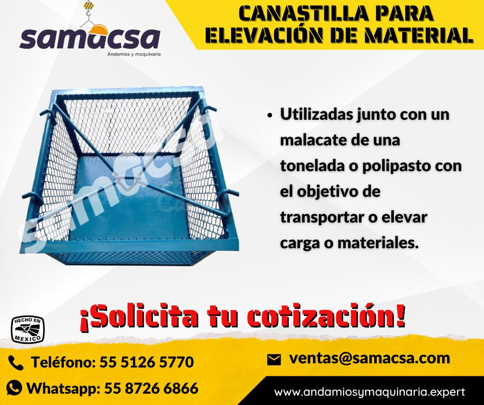Canastilla para Elevación de Materiales, Resistente y Segura