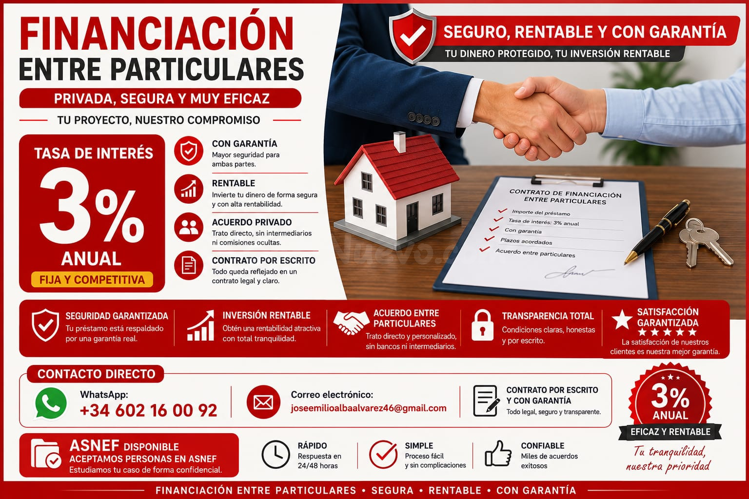 Asistencia financiera altamente eficaz y rentable con garantía a una tasa de interés del 3%.