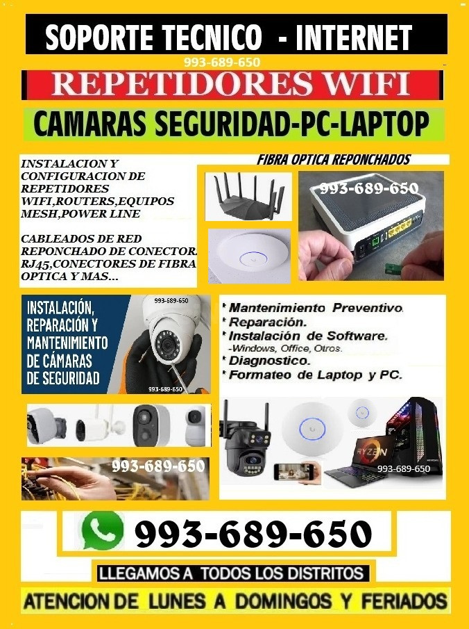REPASRACIONES CAMARAS SEGURIDAD,INTERNET,REPETIDORES,FIBRA OPTICA