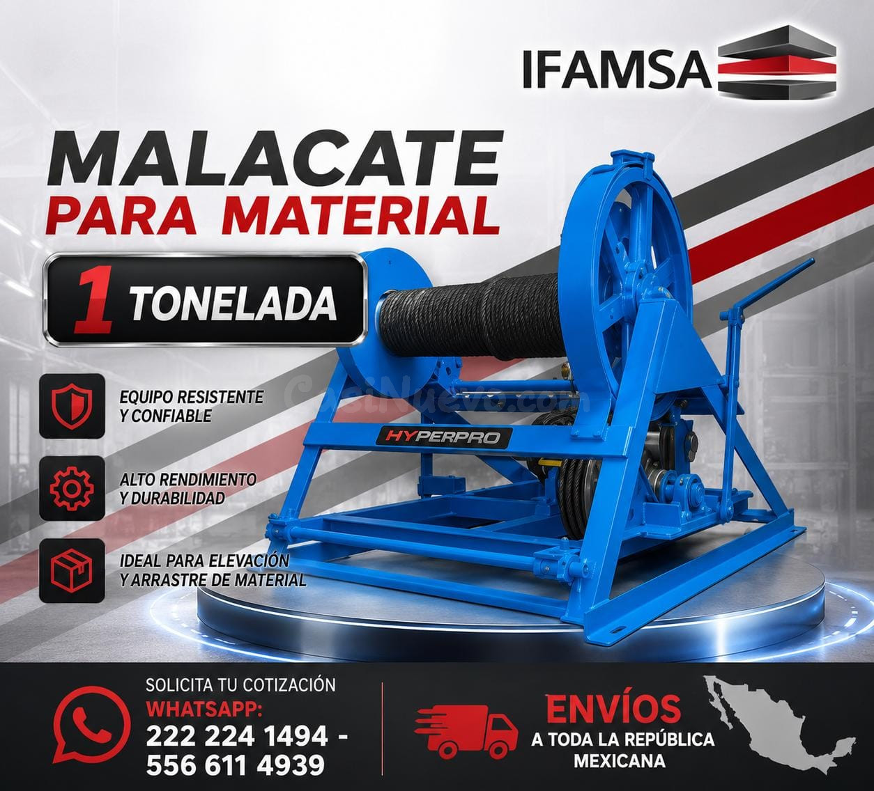MALACATE 1 TONELADA HYPERMAQ MH-1000