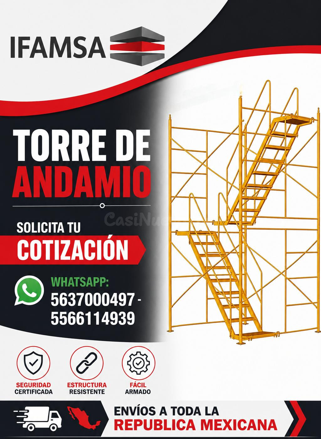 TORRE DE ANDAMIO PARA TRABAJOS DE CONSTRUCCION EN LAS ALTURA
