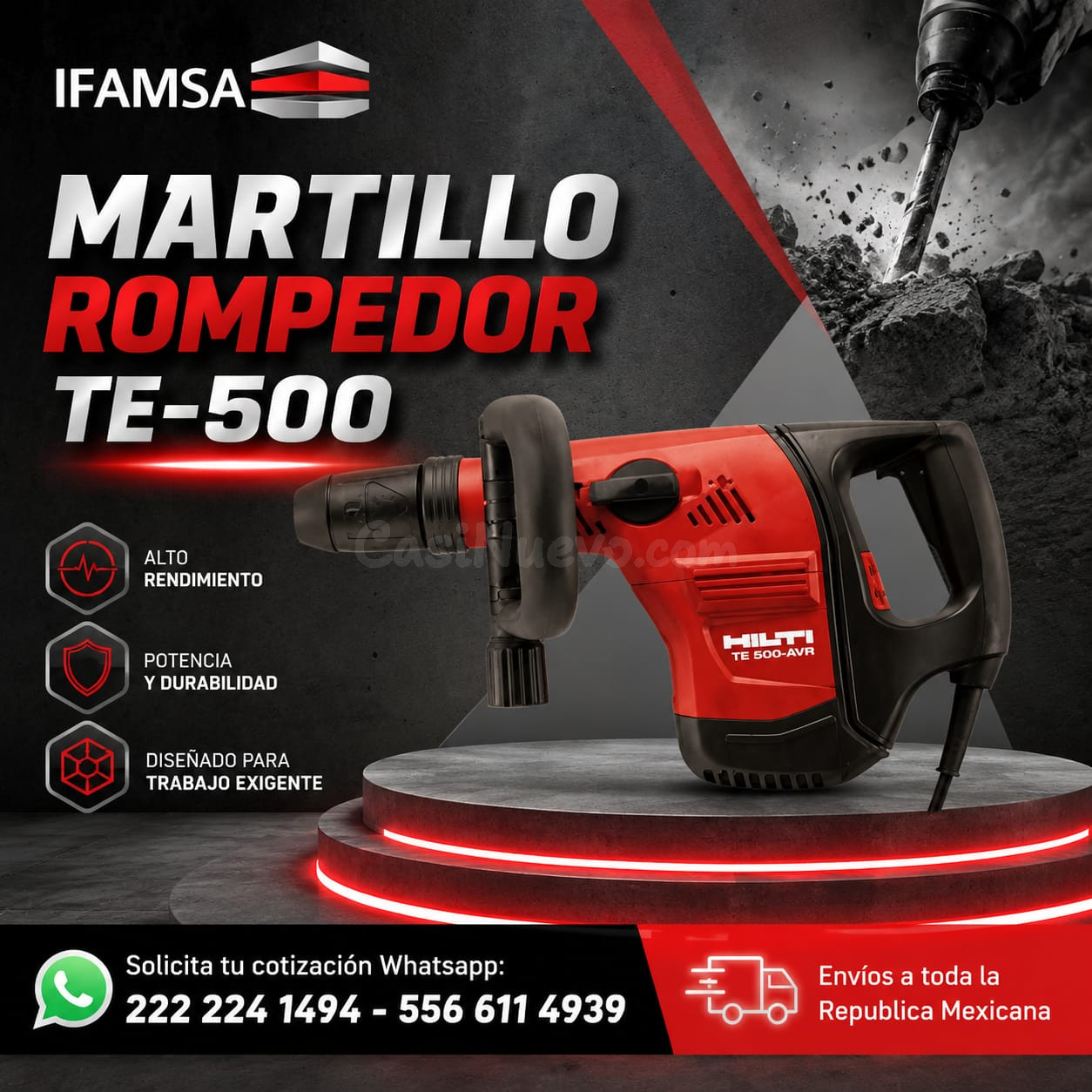 MARTILLO ROMPEDOR DE ALTA POTENCIA TE 500