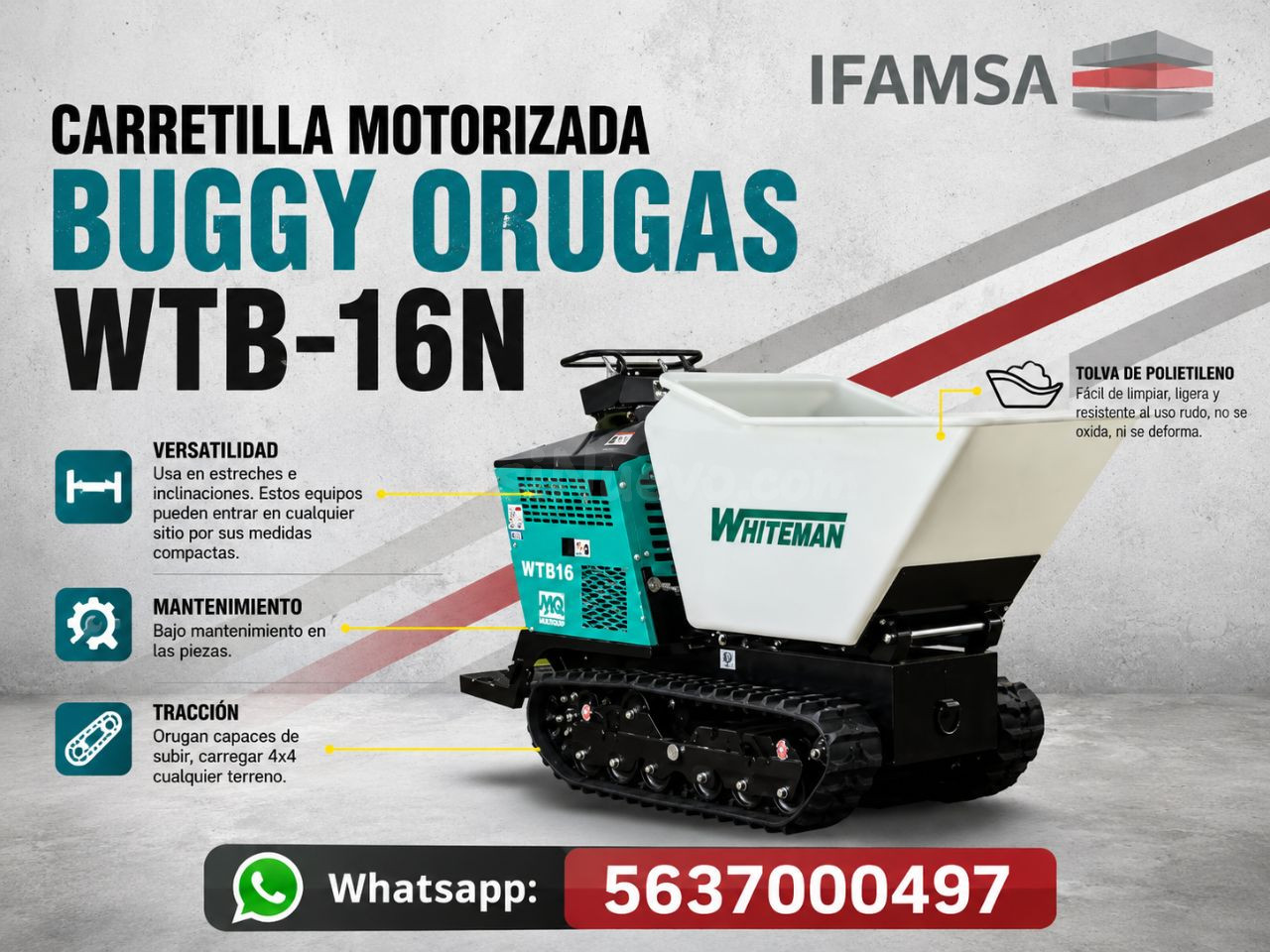 Carretilla motorizada orugas Whiteman WTB-16N
